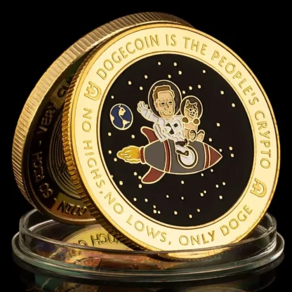 Dogecoin Cryptocurrency Musk and Doge To The Moon Collectible Coin Physical Cryptocoin Golden Plated Commemorative Gift - Image 3