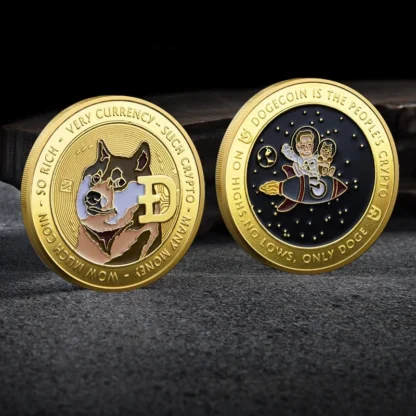 Dogecoin Cryptocurrency Musk and Doge To The Moon Collectible Coin Physical Cryptocoin Golden Plated Commemorative Gift